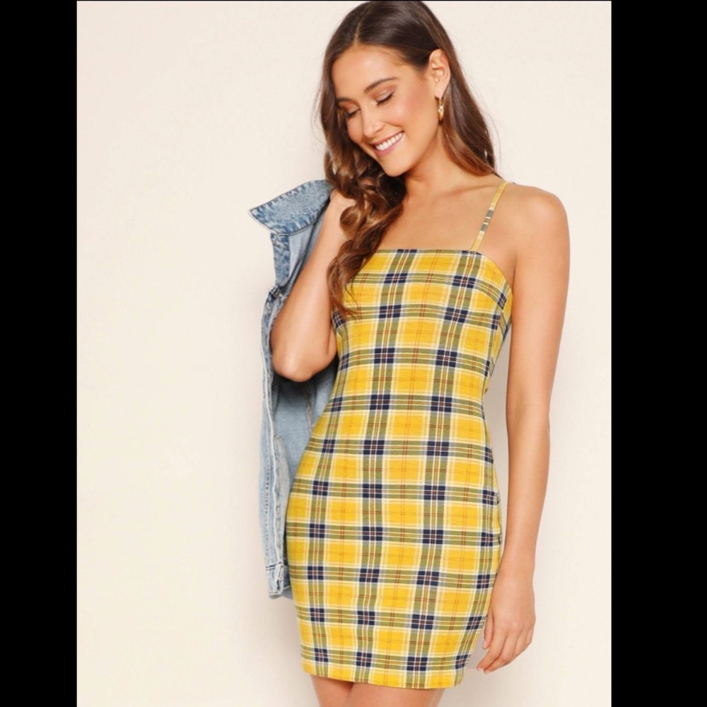 Style 5 Yellow Plaid Bodycon Dress